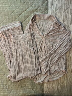 Victoria's Secret Pink and White Striped Pajama Set